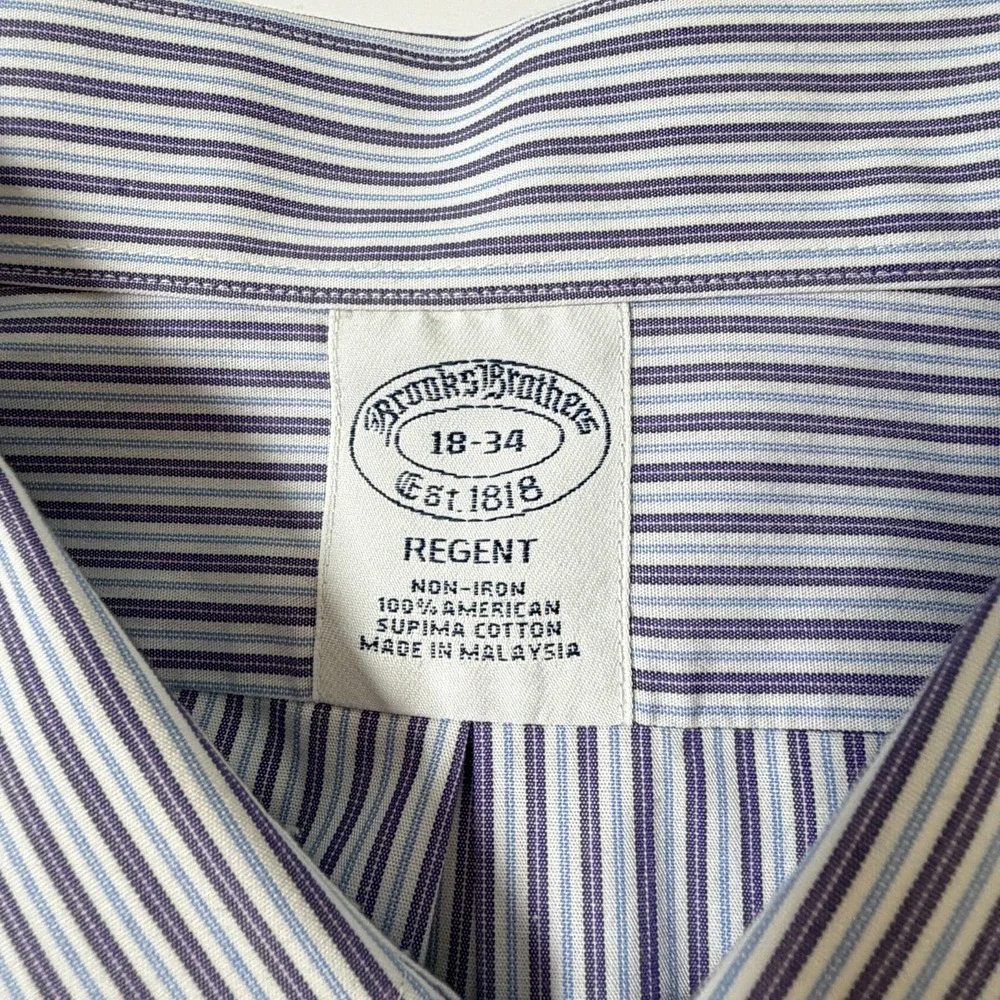 Vintage Brooks Brothers Regent Striped Supima Cotton Oxford‎ Shirt Size 18-34